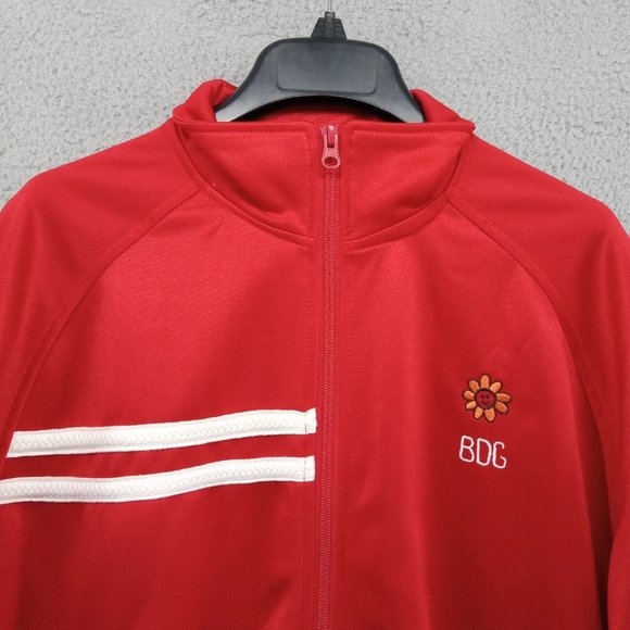 BDG Jacket Womens Small Red Vibrant Vivid Sunflower‎ Warmup Varsity Full Zip - Picture 2 of 11